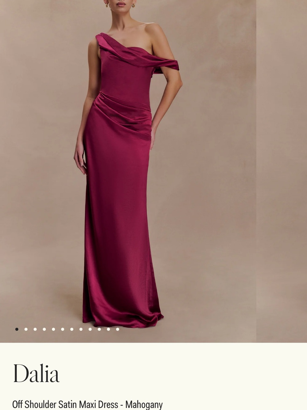 Dalia One-Shoulder Satin Maxi Dress in Mahogany